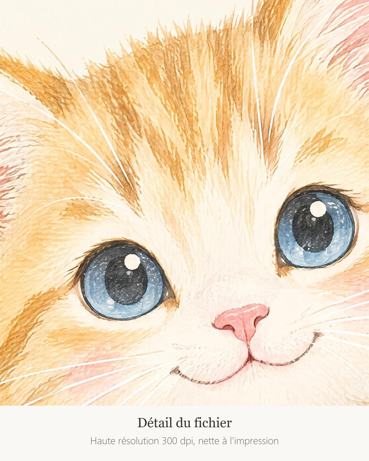 Poster Chaton à Imprimer - Animal Tout Doux - Décoration Chambre Enfant Aquarelle - Téléchargement Numérique