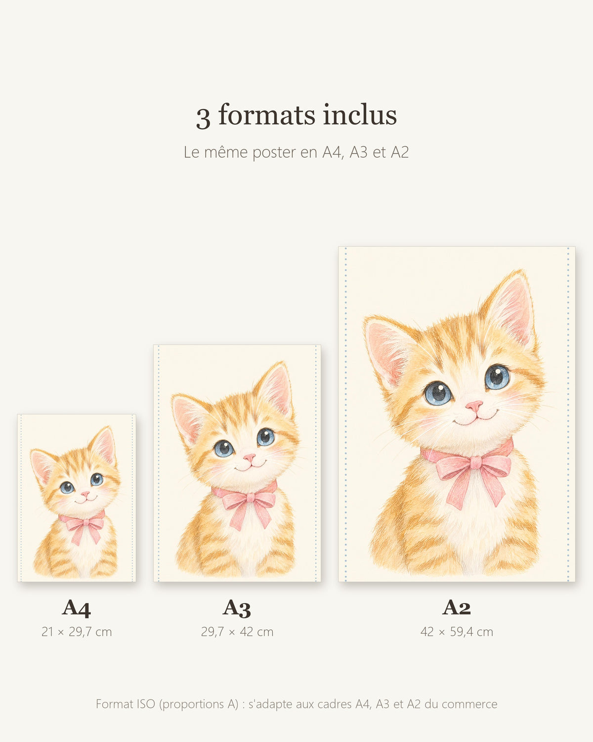 Poster Chaton à Imprimer - Animal Tout Doux - Décoration Chambre Enfant Aquarelle - Téléchargement Numérique