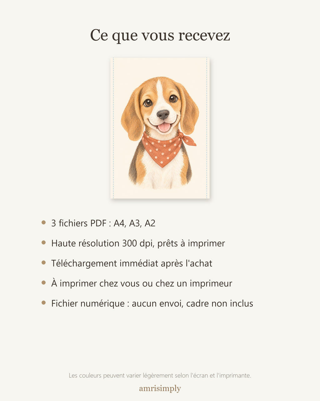 Poster Chiot Beagle à Imprimer - Petit Explorateur - Décoration Chambre Enfant Aquarelle - Téléchargement Numérique