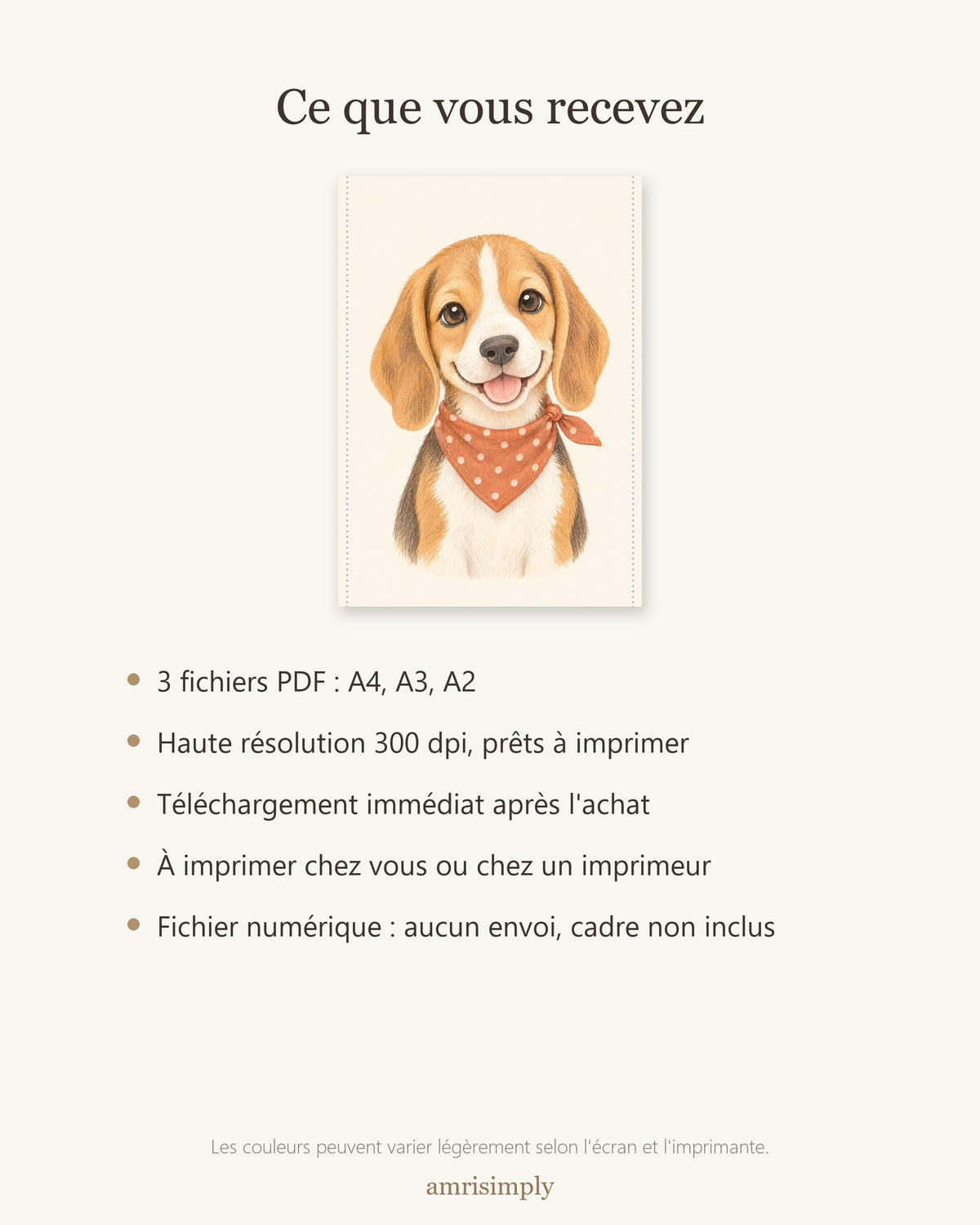 Poster Chiot Beagle à Imprimer - Petit Explorateur - Décoration Chambre Enfant Aquarelle - Téléchargement Numérique