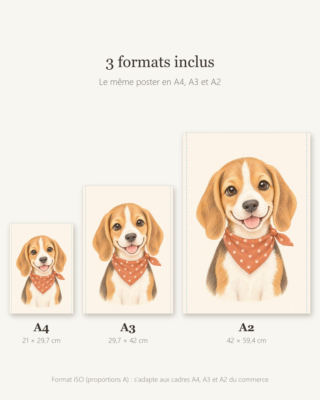 Poster Chiot Beagle à Imprimer - Petit Explorateur - Décoration Chambre Enfant Aquarelle - Téléchargement Numérique