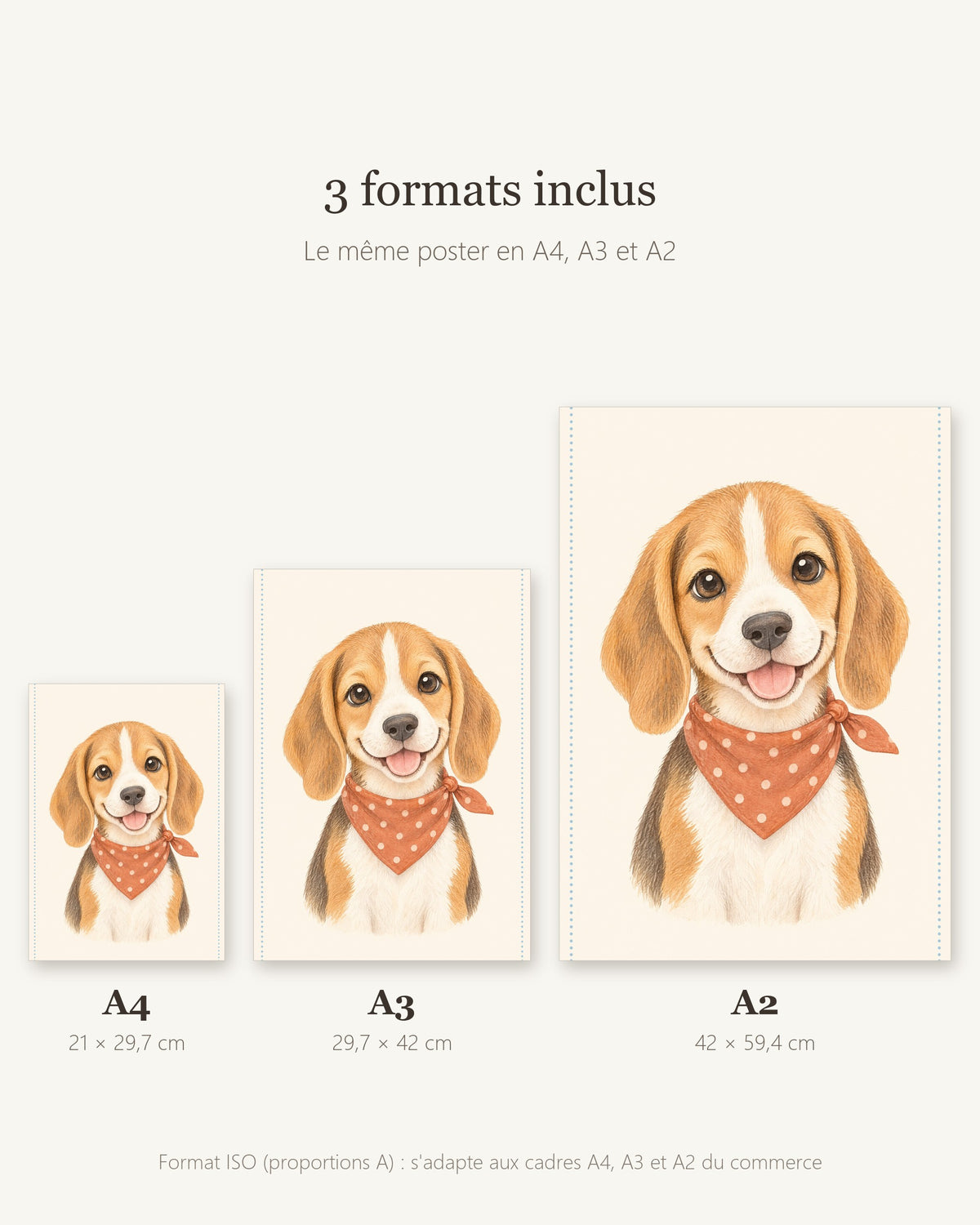 Poster Chiot Beagle à Imprimer - Petit Explorateur - Décoration Chambre Enfant Aquarelle - Téléchargement Numérique