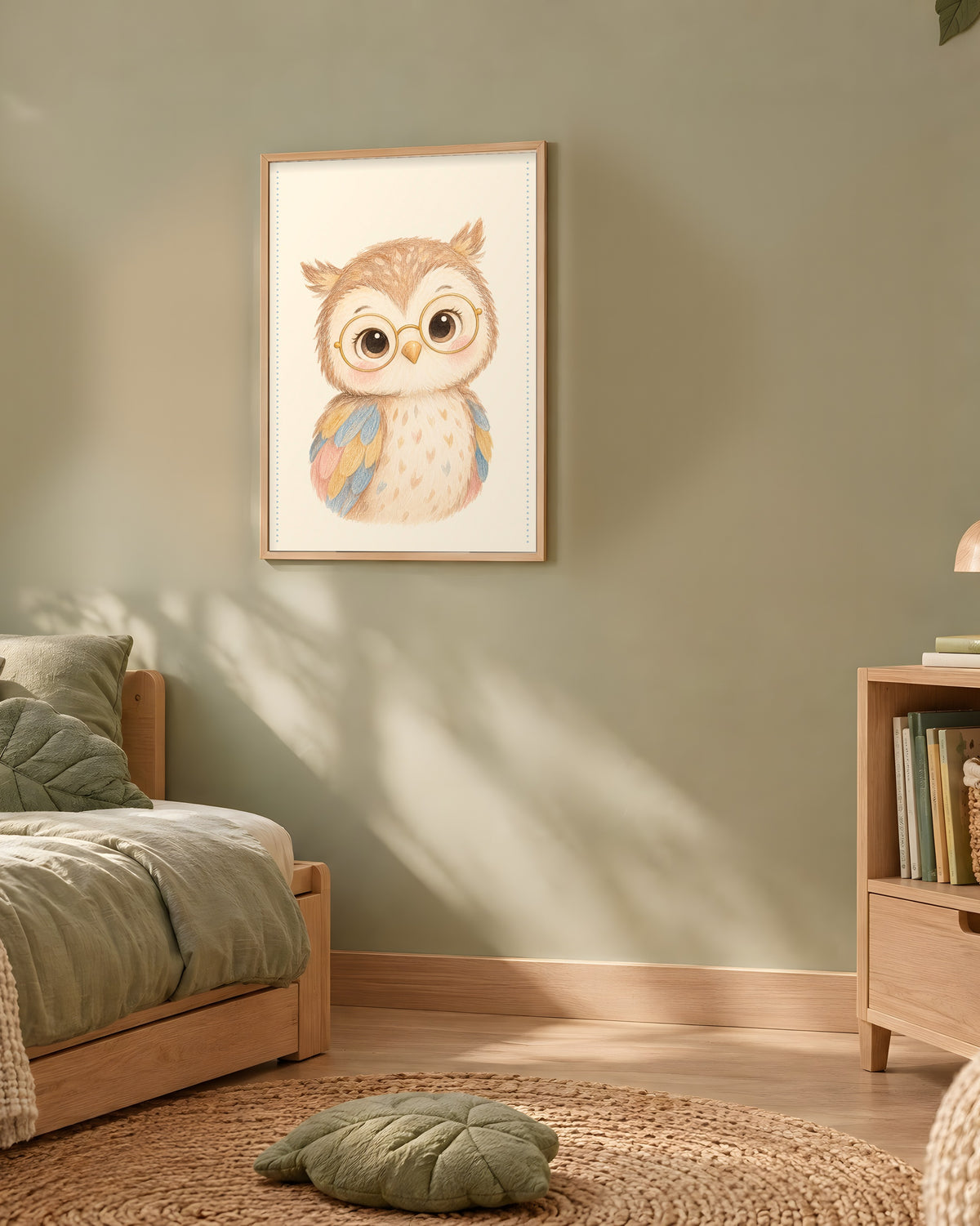 Poster Chouette à Imprimer - Animal de la Nuit - Décoration Chambre Enfant Aquarelle - Téléchargement Numérique