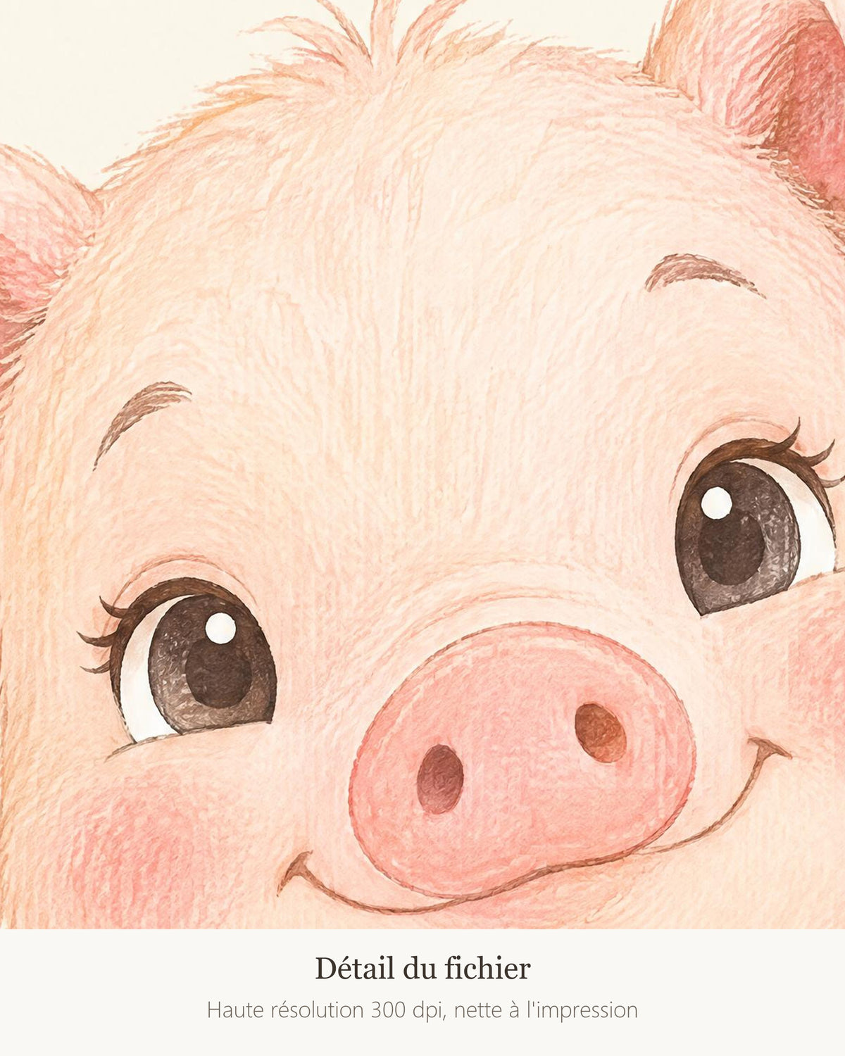Poster Cochonnet à Imprimer - Animal de la Ferme - Décoration Chambre Enfant Aquarelle - Téléchargement Numérique