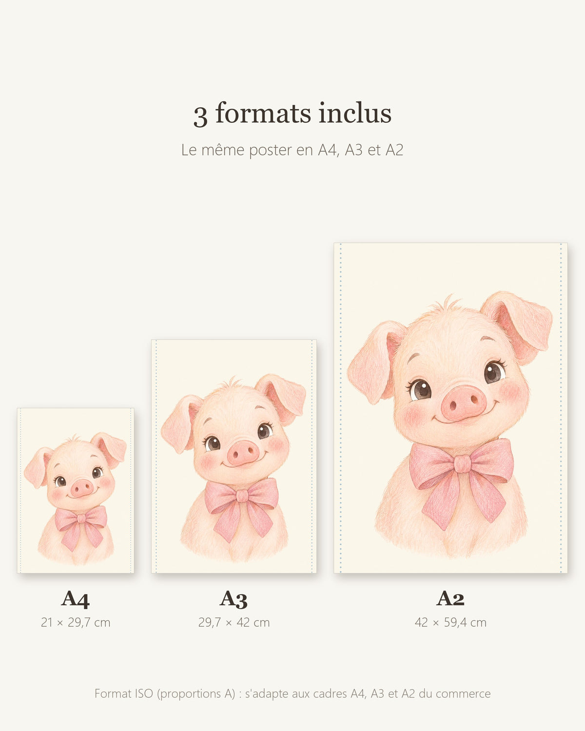 Poster Cochonnet à Imprimer - Animal de la Ferme - Décoration Chambre Enfant Aquarelle - Téléchargement Numérique