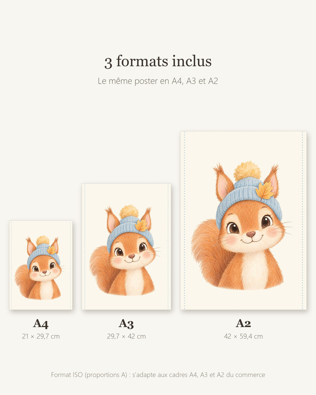 Poster Écureuil à Imprimer - Animal de la Forêt - Décoration Chambre Enfant Aquarelle - Téléchargement Numérique