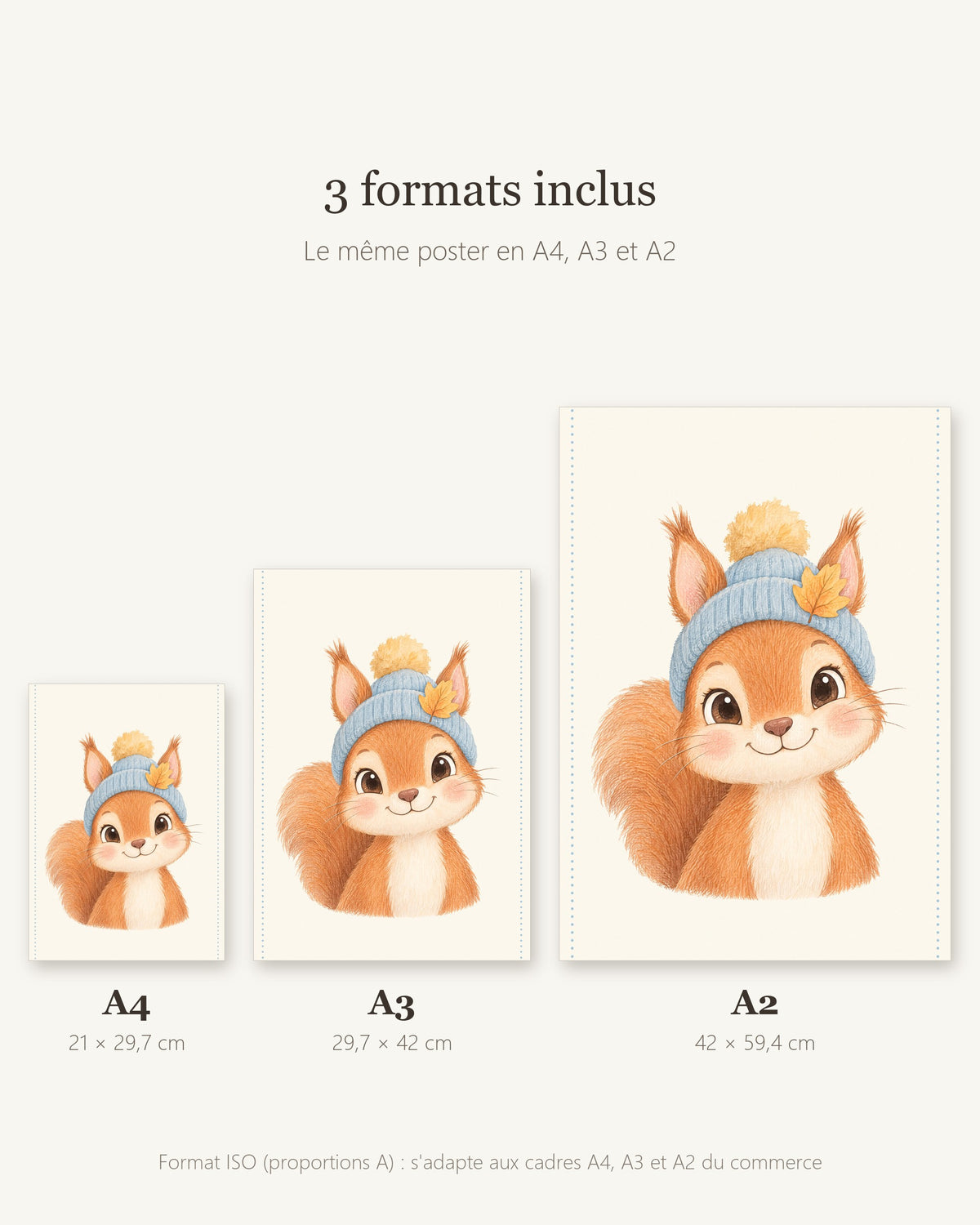 Poster Écureuil à Imprimer - Animal de la Forêt - Décoration Chambre Enfant Aquarelle - Téléchargement Numérique