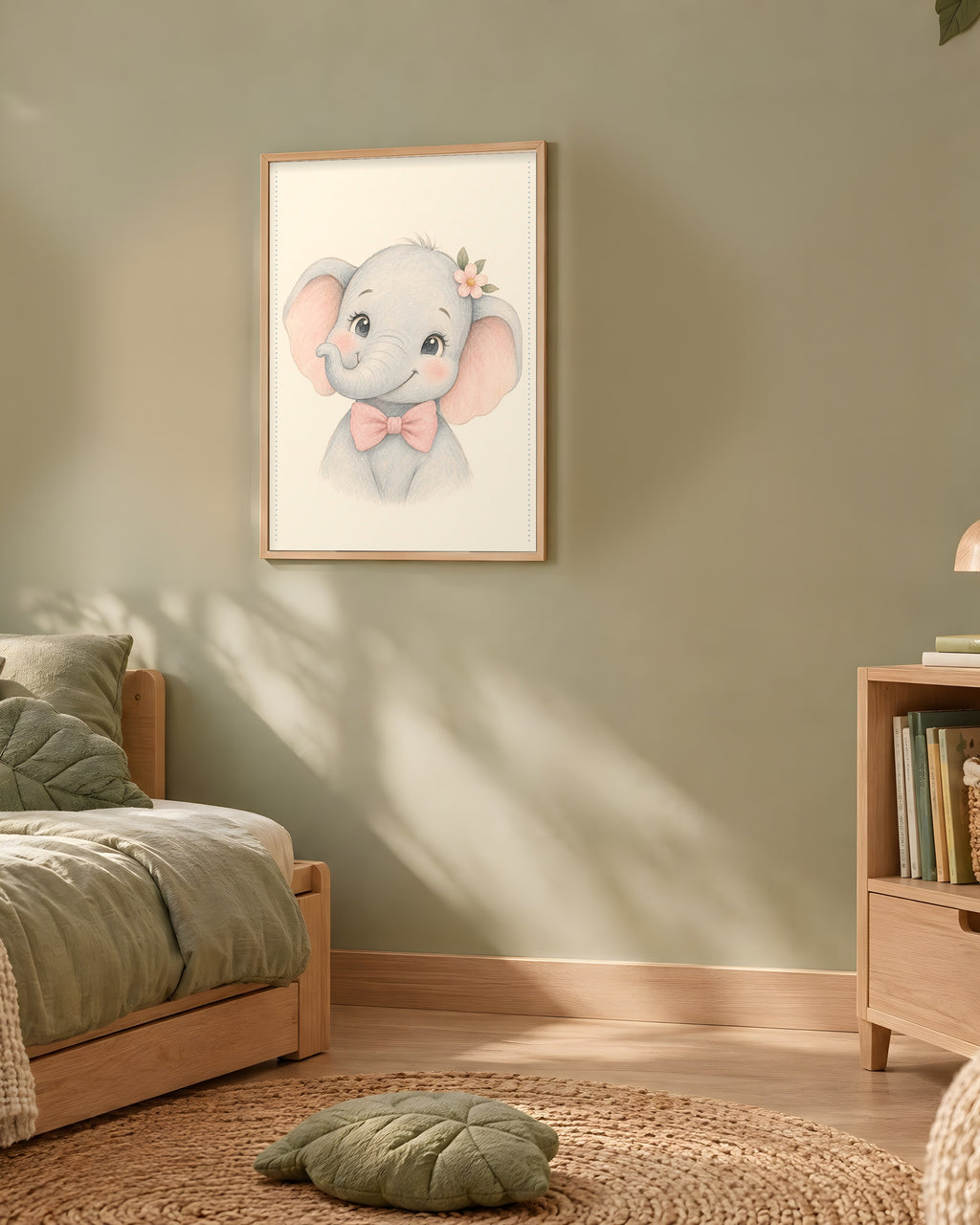Poster Éléphanteau à Imprimer - Animal de la Savane - Décoration Chambre Enfant Aquarelle - Téléchargement Numérique