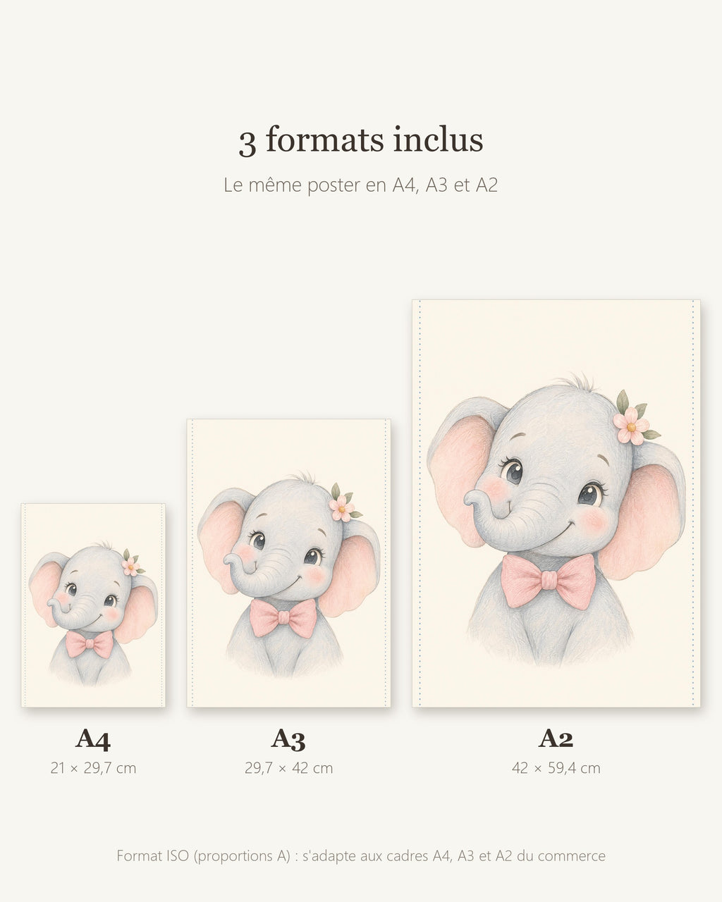 Poster Éléphanteau à Imprimer - Animal de la Savane - Décoration Chambre Enfant Aquarelle - Téléchargement Numérique