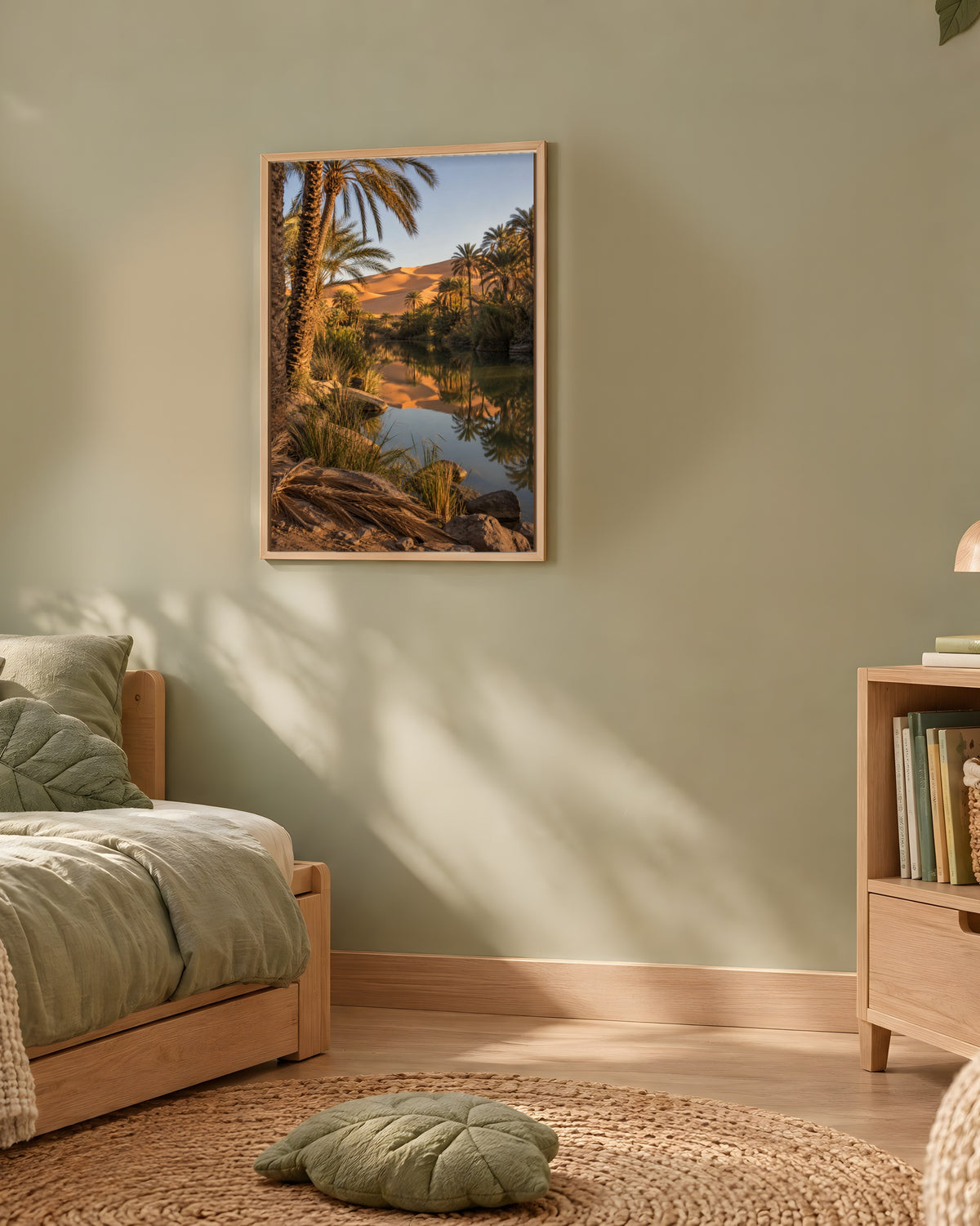Poster Encadré Oasis - Affiche Nature Cadre Chêne - Décoration Murale