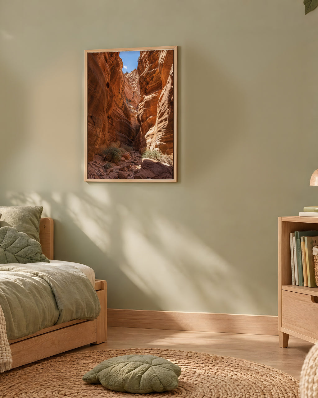 Poster Encadré Canyon de Grès - Affiche Nature Désert Cadre Chêne - Décoration Murale