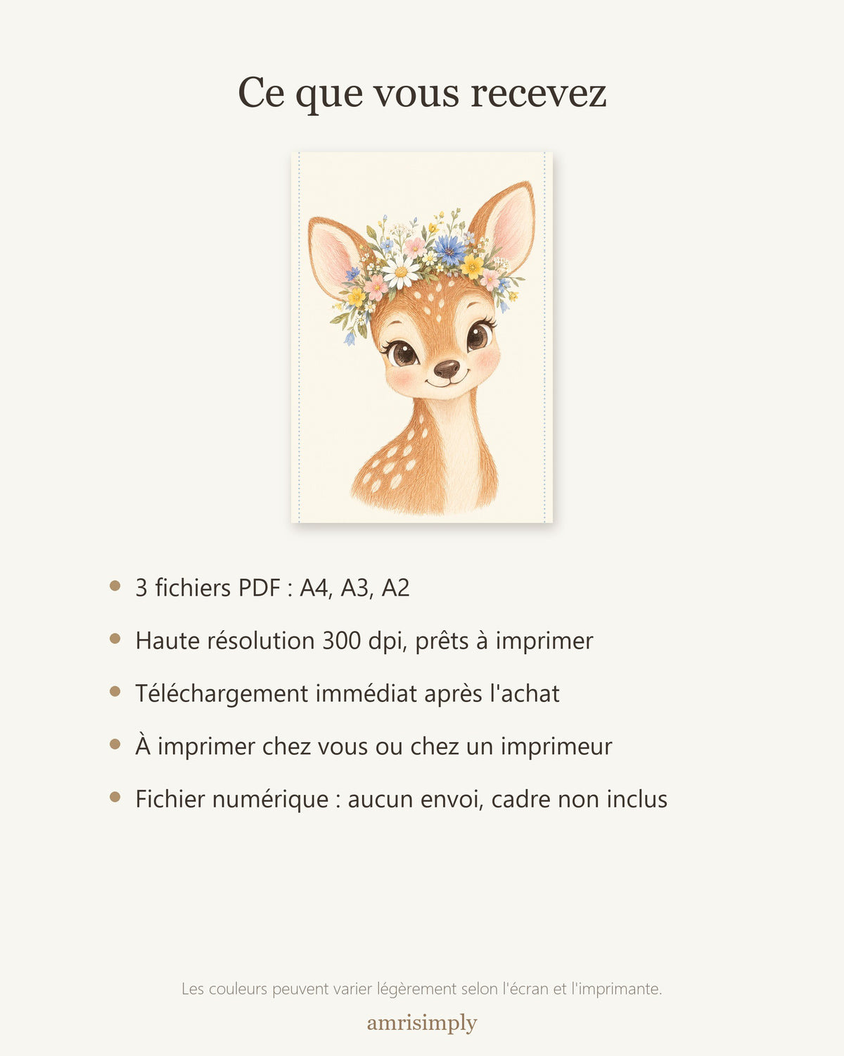 Poster Faon à Imprimer - Petit Explorateur - Décoration Chambre Enfant Aquarelle - Téléchargement Numérique