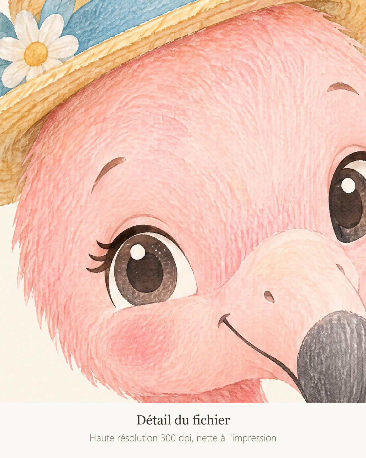 Poster Flamant Rose à Imprimer - Animal Tropical - Décoration Chambre Enfant Aquarelle - Téléchargement Numérique