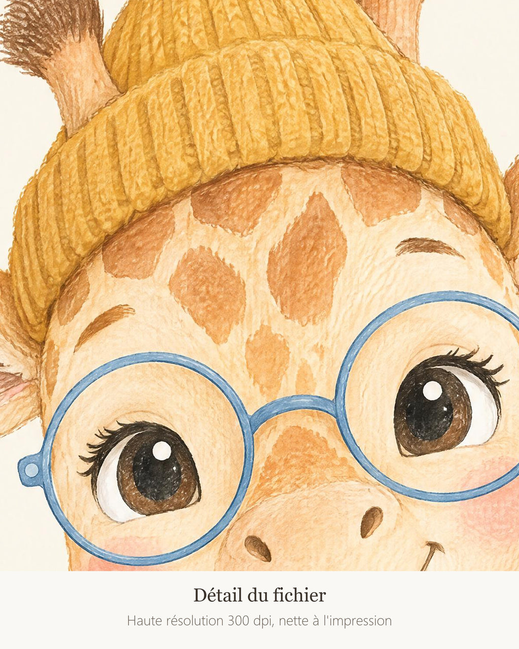 Poster Girafon à Imprimer - Animal de la Savane - Décoration Chambre Enfant Aquarelle - Téléchargement Numérique