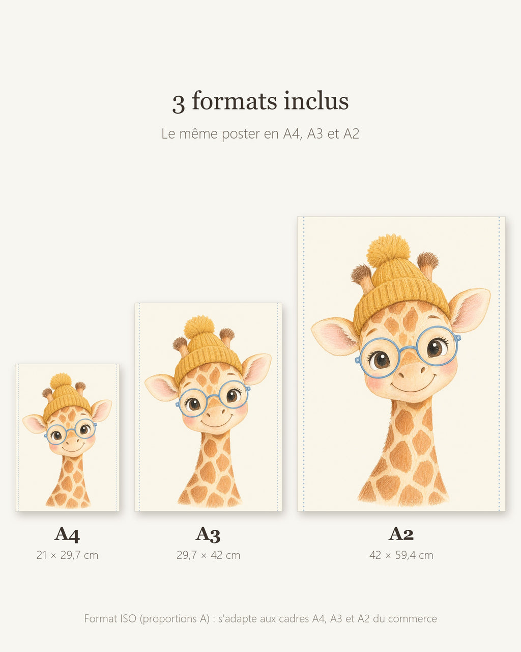 Poster Girafon à Imprimer - Animal de la Savane - Décoration Chambre Enfant Aquarelle - Téléchargement Numérique