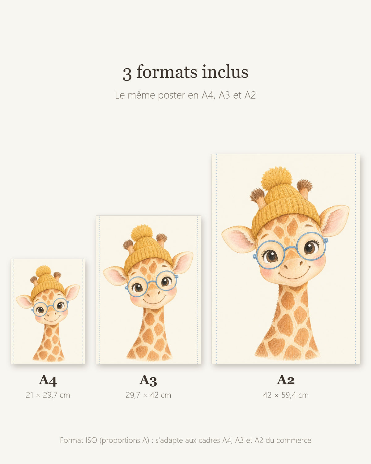 Poster Girafon à Imprimer - Animal de la Savane - Décoration Chambre Enfant Aquarelle - Téléchargement Numérique