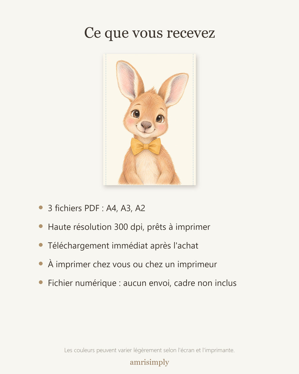 Poster Kangourou à Imprimer - Animal Exotique - Décoration Chambre Enfant Aquarelle - Téléchargement Numérique