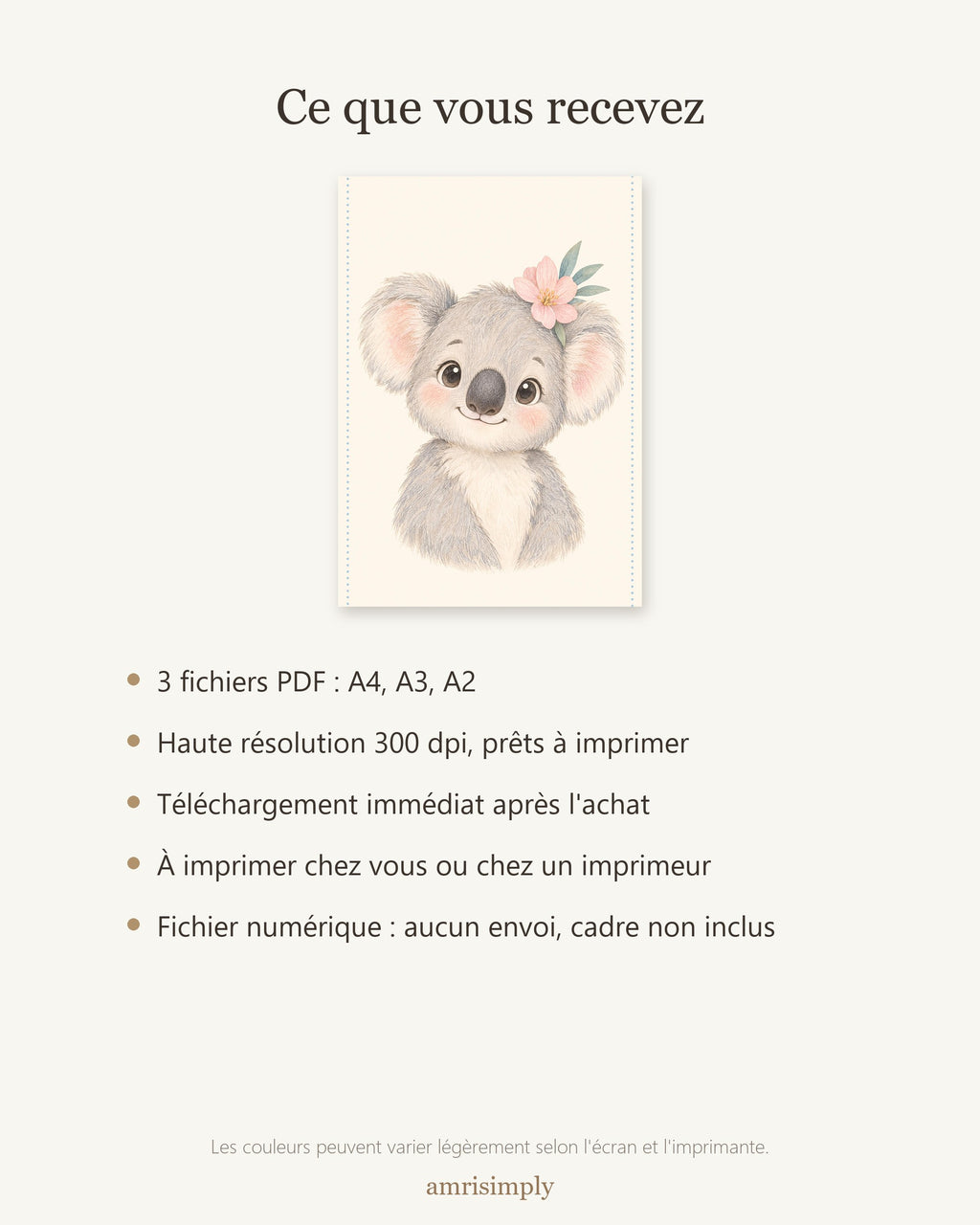 Poster Koala à Imprimer - Animal Exotique - Décoration Chambre Enfant Aquarelle - Téléchargement Numérique