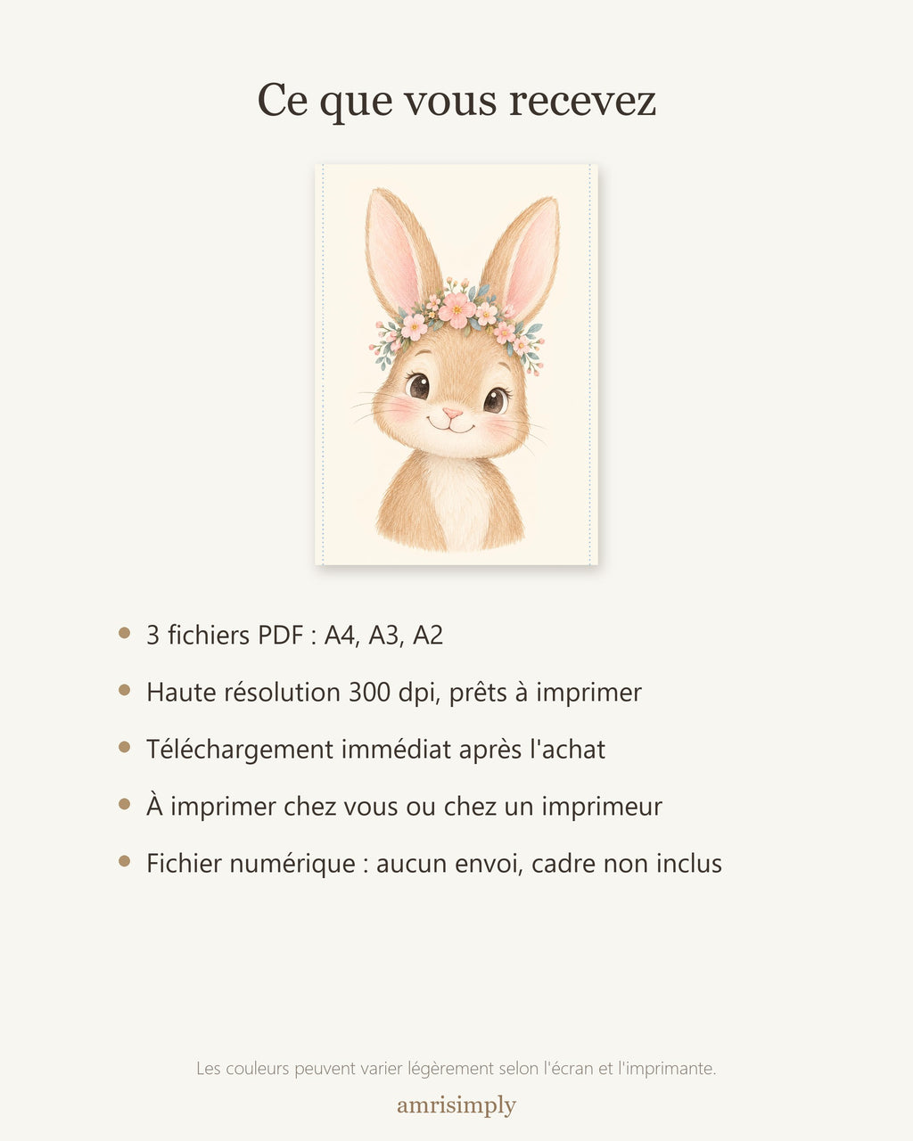 Poster Lapereau à Imprimer - Animal Tout Doux - Décoration Chambre Enfant Aquarelle - Téléchargement Numérique