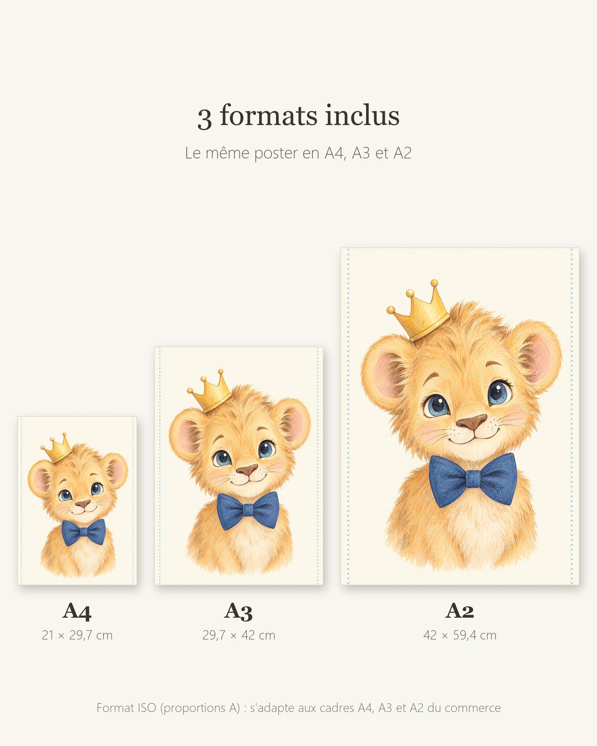 Poster Lionceau à Imprimer - Animal de la Savane - Décoration Chambre Enfant Aquarelle - Téléchargement Numérique
