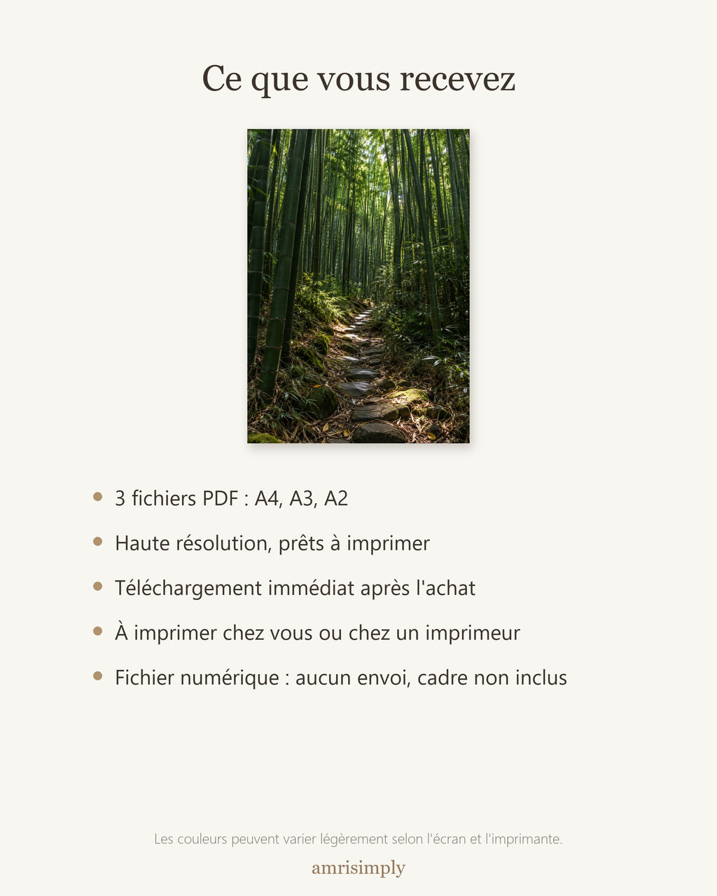 Poster Forêt de Bambous à Imprimer - Affiche Nature - Décoration Murale - Téléchargement Numérique