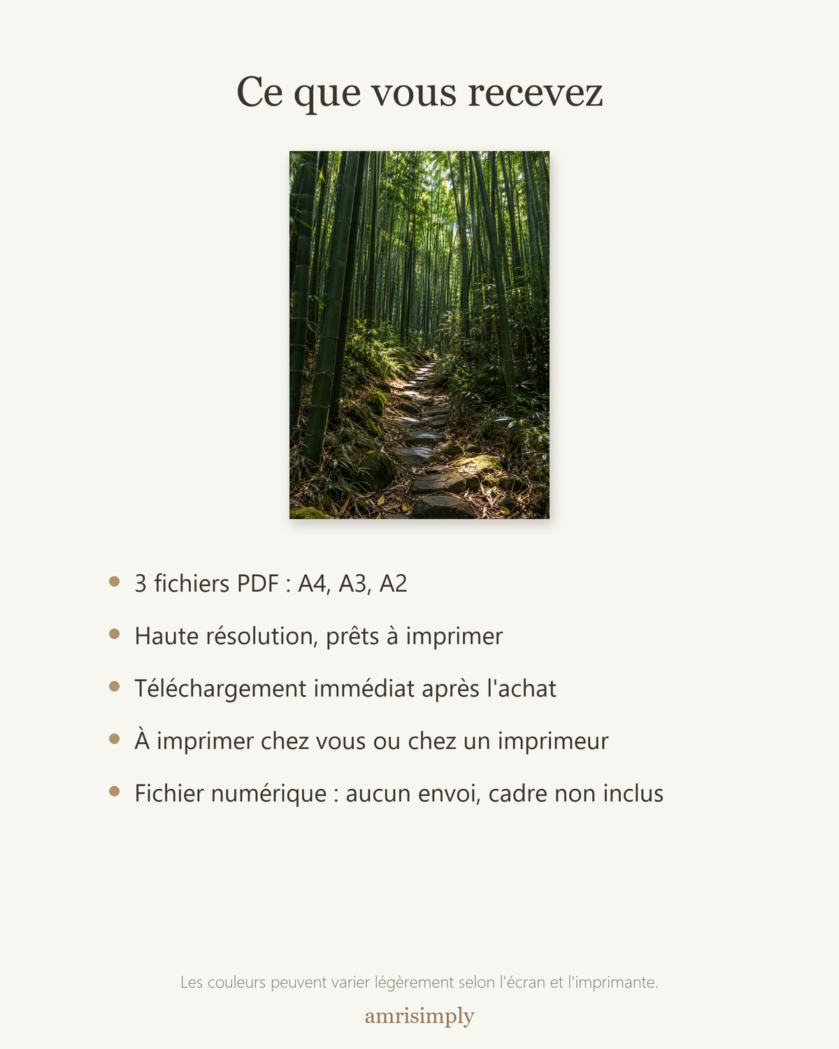 Poster Forêt de Bambous à Imprimer - Affiche Nature - Décoration Murale - Téléchargement Numérique
