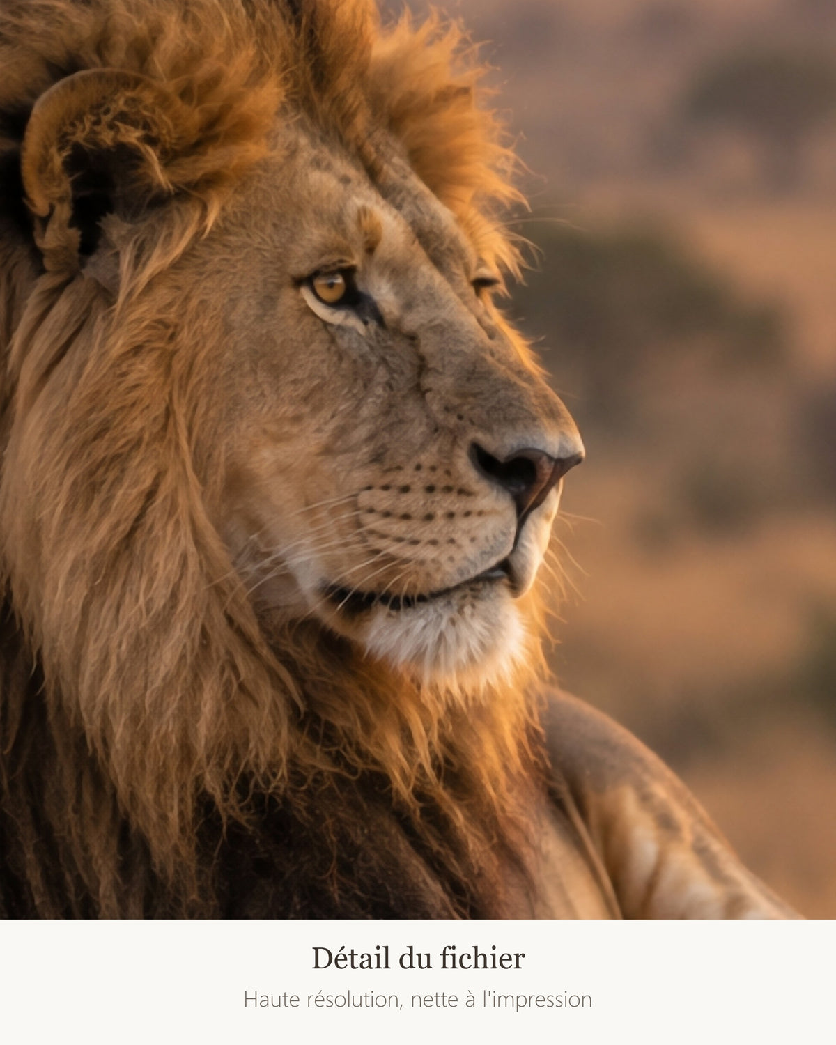 Poster Lion au lever du jour à Imprimer - Affiche Nature - Décoration Murale - Téléchargement Numérique