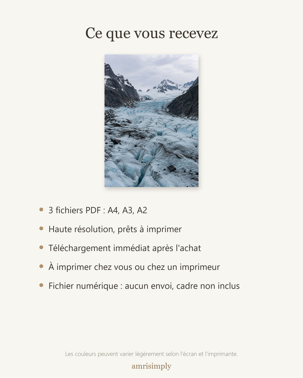 Poster Glacier à Imprimer - Affiche Nature - Décoration Murale - Téléchargement Numérique