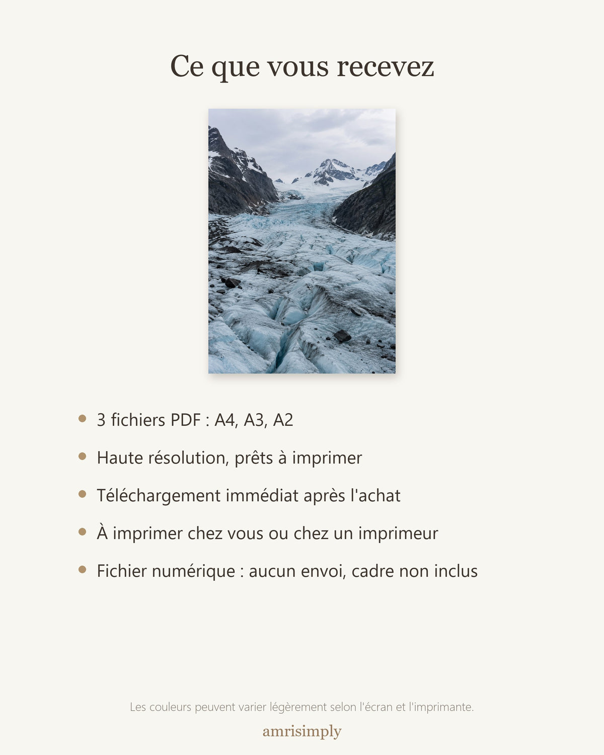 Poster Glacier à Imprimer - Affiche Nature - Décoration Murale - Téléchargement Numérique
