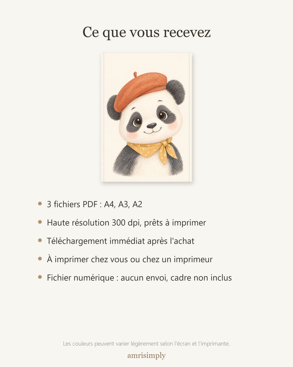 Poster Panda à Imprimer - Animal de la Jungle - Décoration Chambre Enfant Aquarelle - Téléchargement Numérique