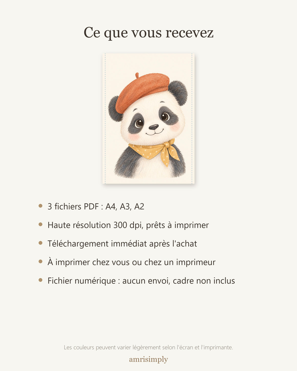 Poster Panda à Imprimer - Animal de la Jungle - Décoration Chambre Enfant Aquarelle - Téléchargement Numérique