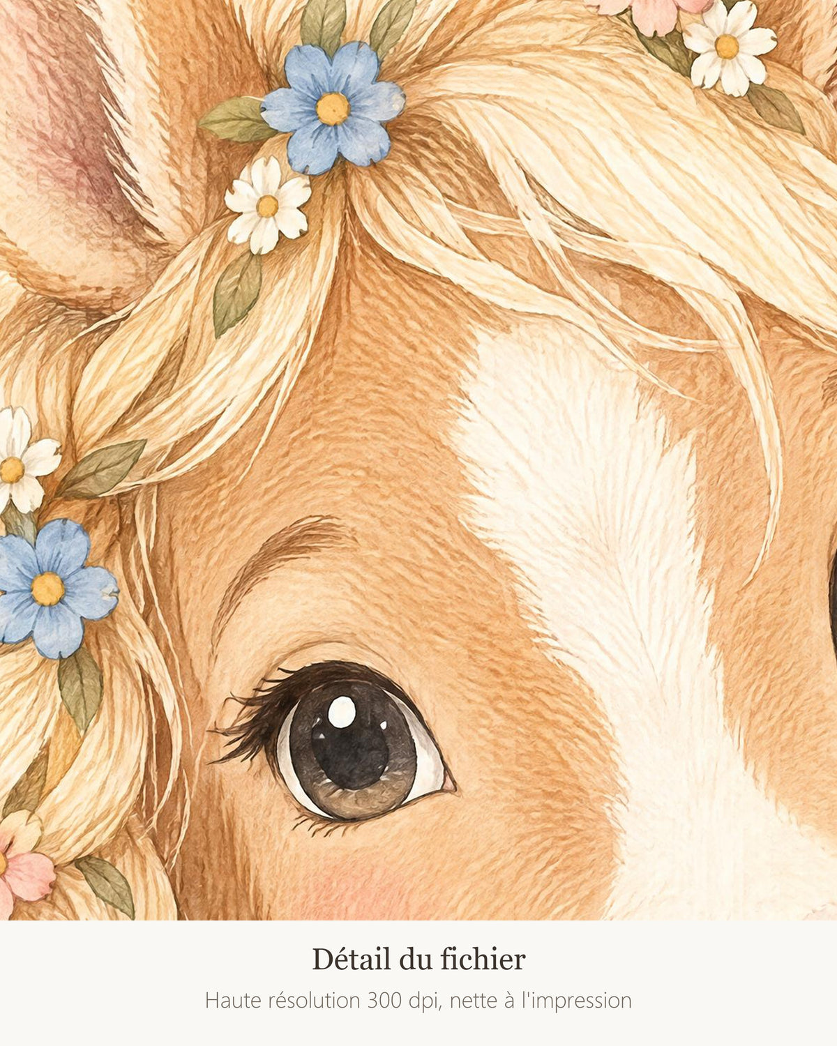 Poster Poulain à Imprimer - Animal de la Ferme - Décoration Chambre Enfant Aquarelle - Téléchargement Numérique