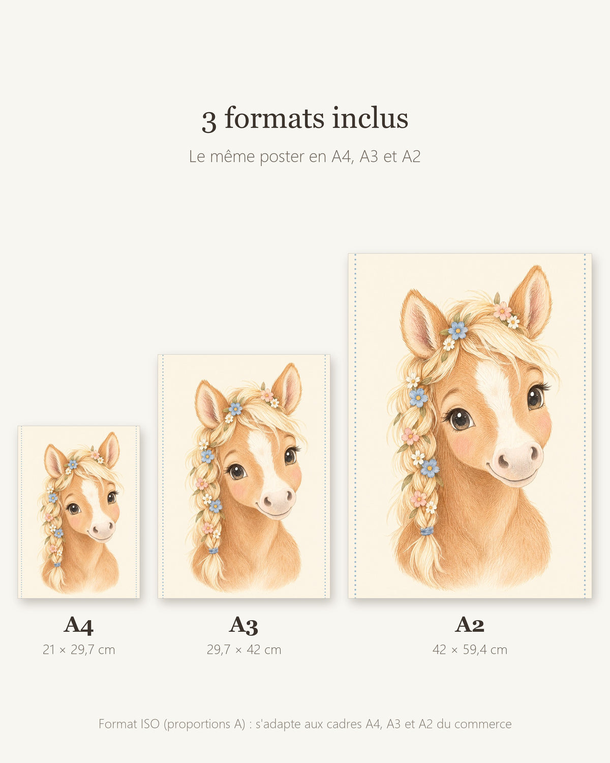 Poster Poulain à Imprimer - Animal de la Ferme - Décoration Chambre Enfant Aquarelle - Téléchargement Numérique