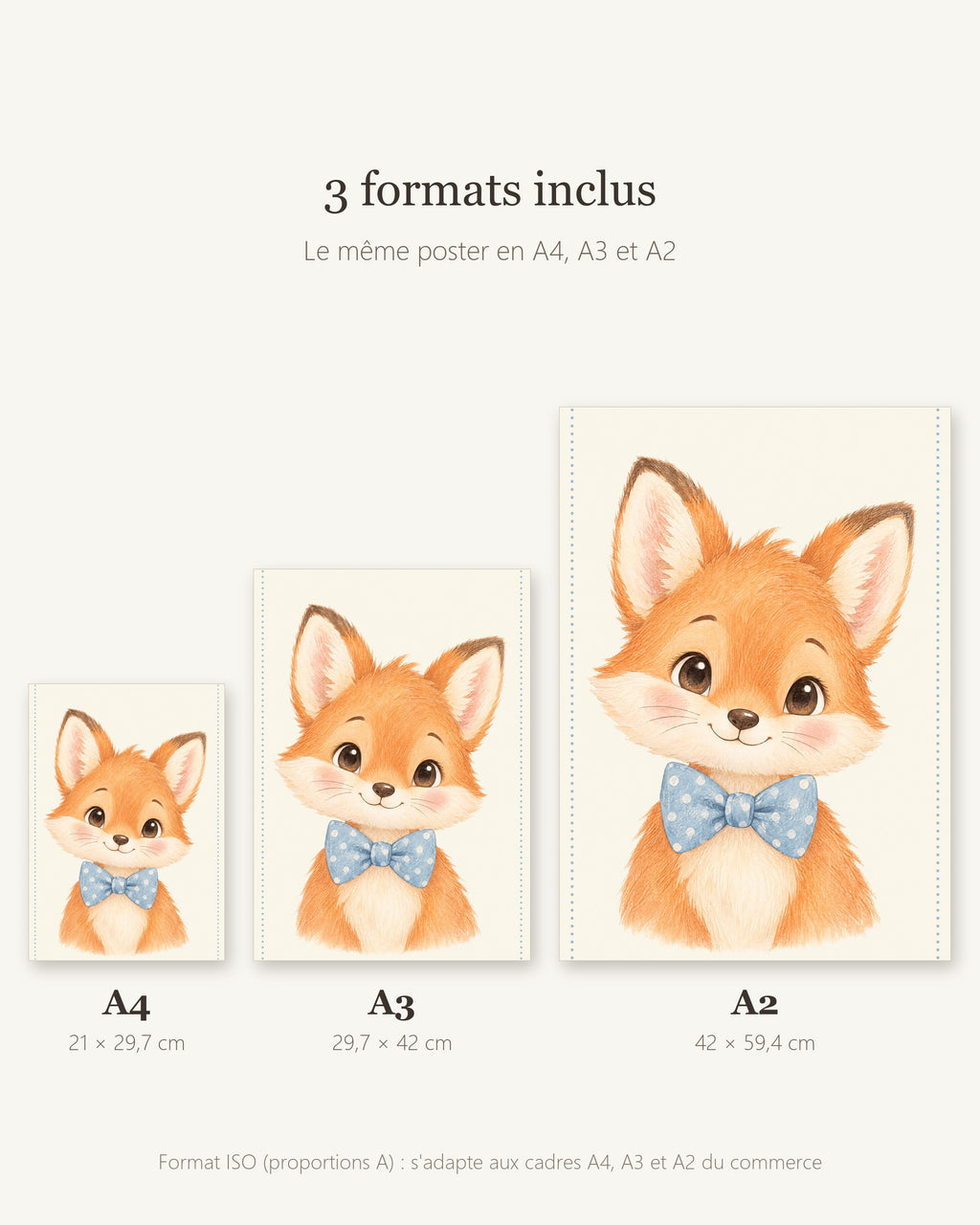 Poster Renardeau à Imprimer - Animal de la Forêt - Décoration Chambre Enfant Aquarelle - Téléchargement Numérique