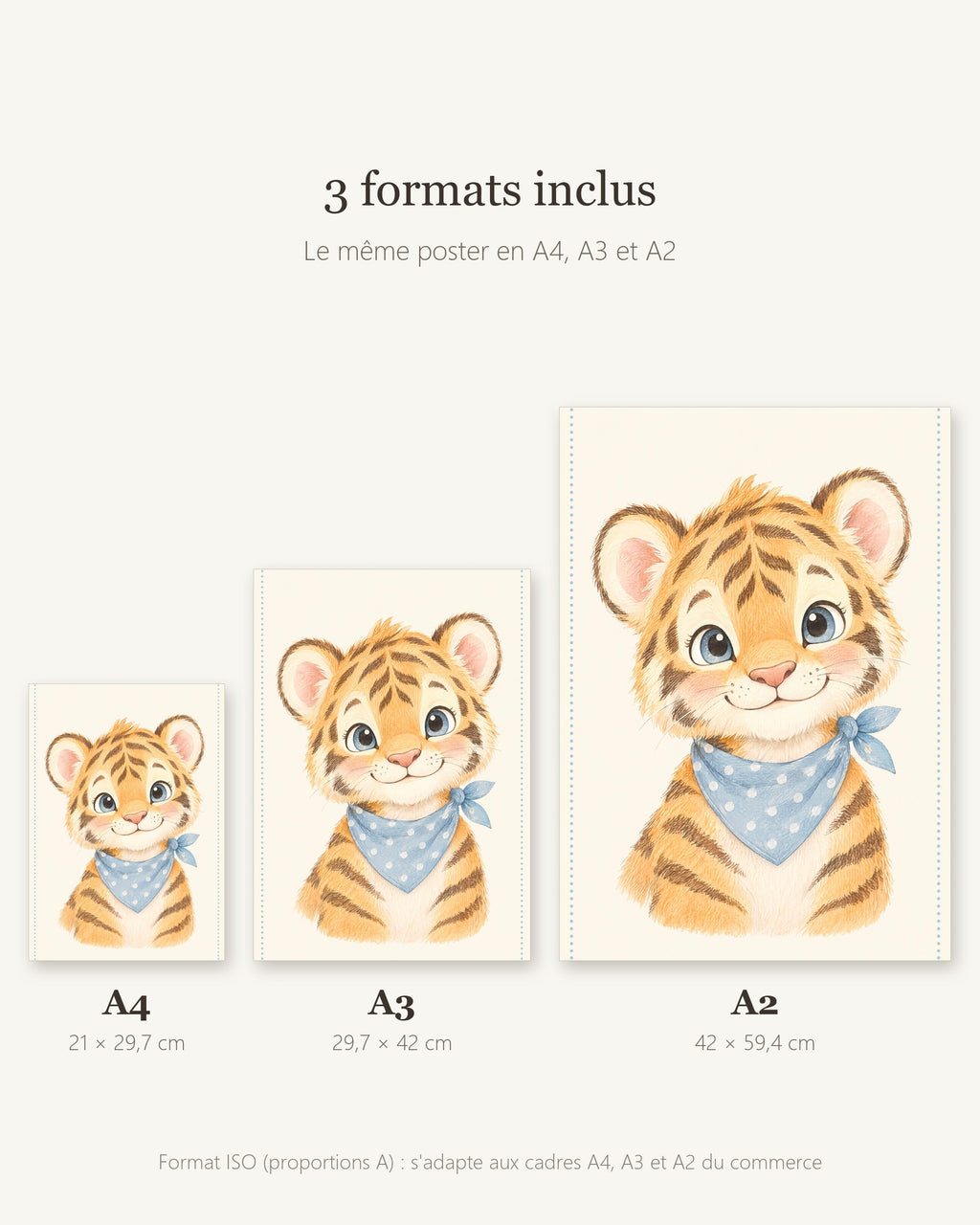 Poster Tigre à Imprimer - Animal de la Jungle - Décoration Chambre Enfant Aquarelle - Téléchargement Numérique