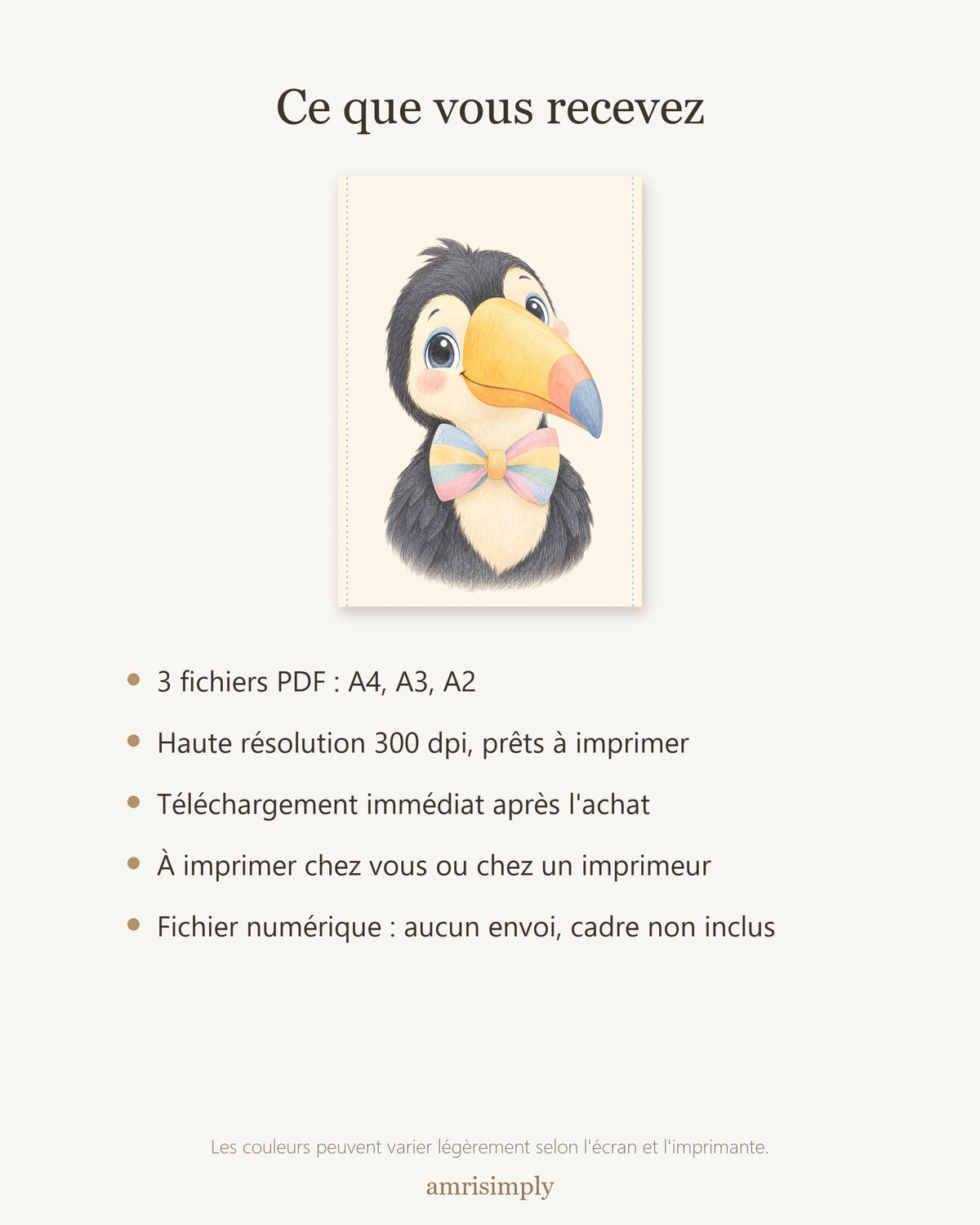 Poster Toucan à Imprimer - Animal Exotique - Décoration Chambre Enfant Aquarelle - Téléchargement Numérique
