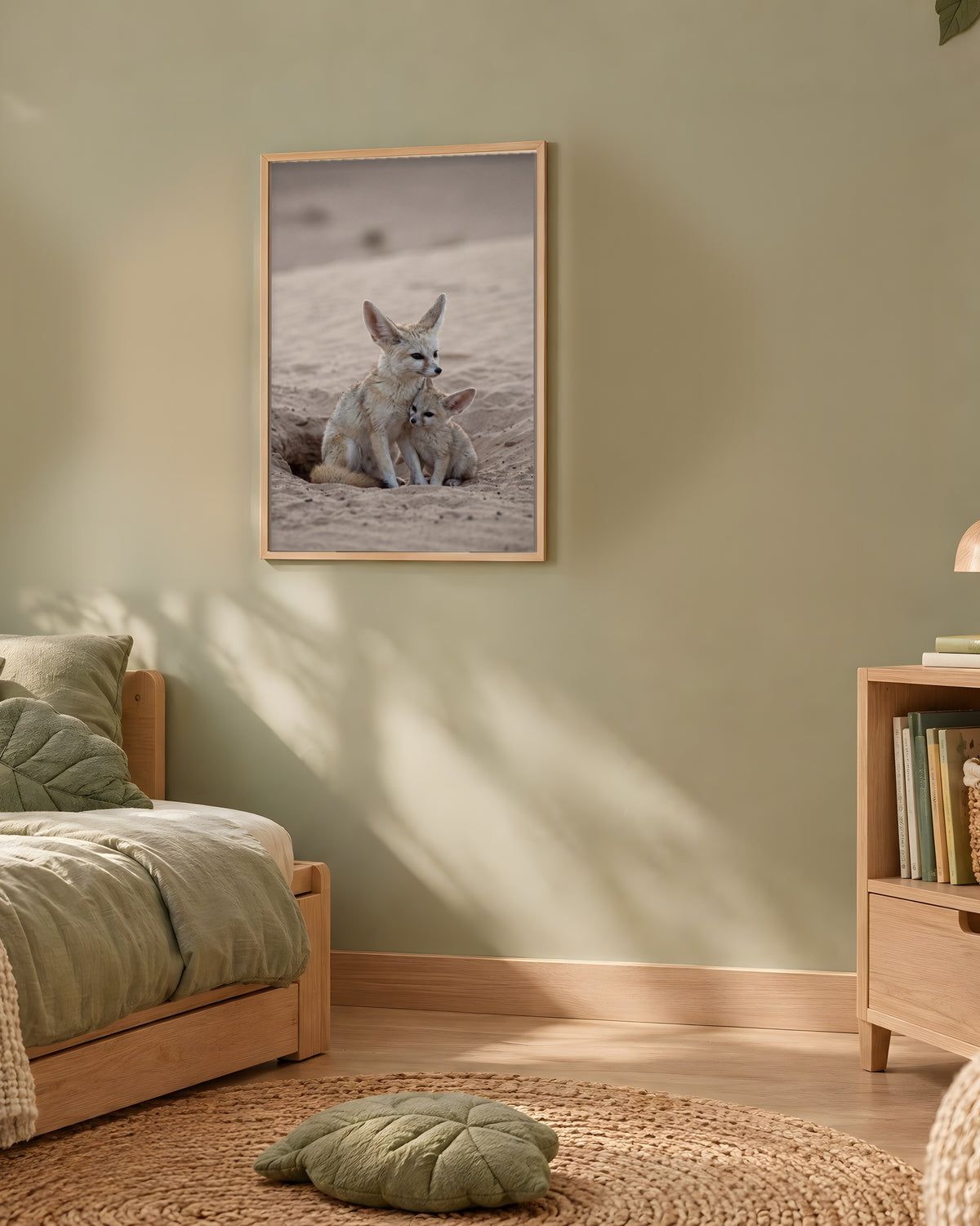 Poster Renard Fennec et son Petit Sans Cadre - Affiche Nature - Papier Mat - Décoration Murale