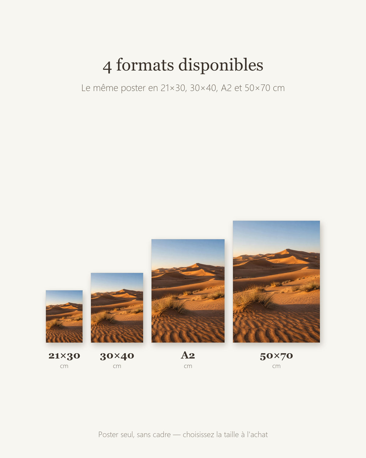 Poster Dunes du Désert Sans Cadre - Affiche Nature - Papier Mat - Décoration Murale