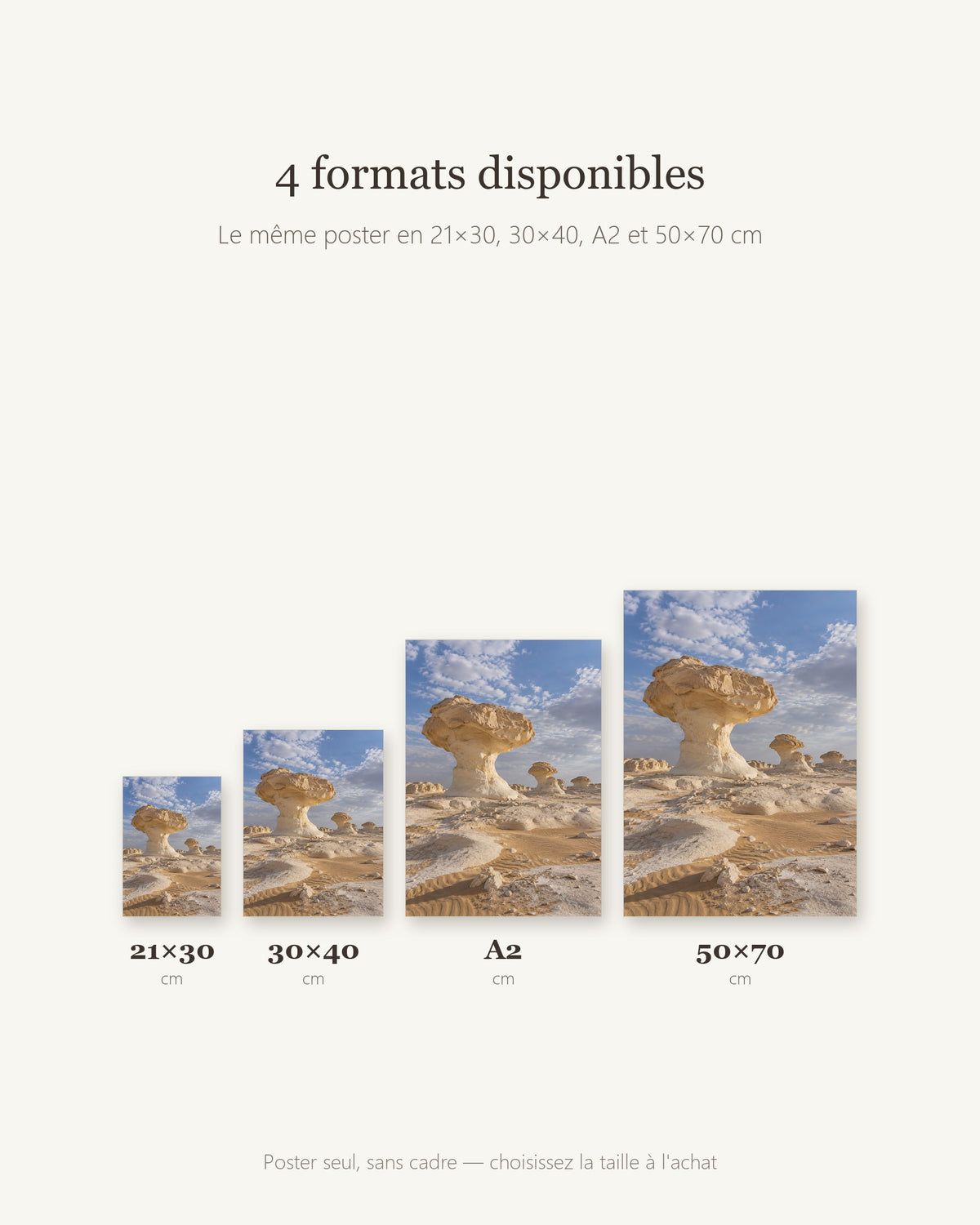 Poster Désert Blanc Égypte Sans Cadre - Affiche Nature - Papier Mat - Décoration Murale
