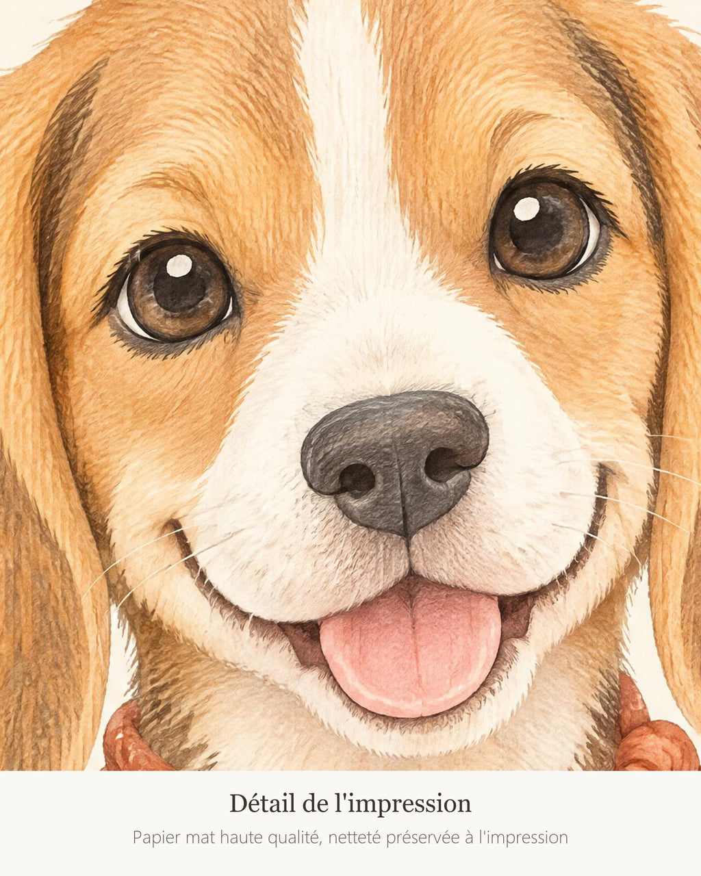 Poster Chiot Beagle Sans Cadre – Décoration Chambre Bébé Animaux Aquarelle – Papier Mat