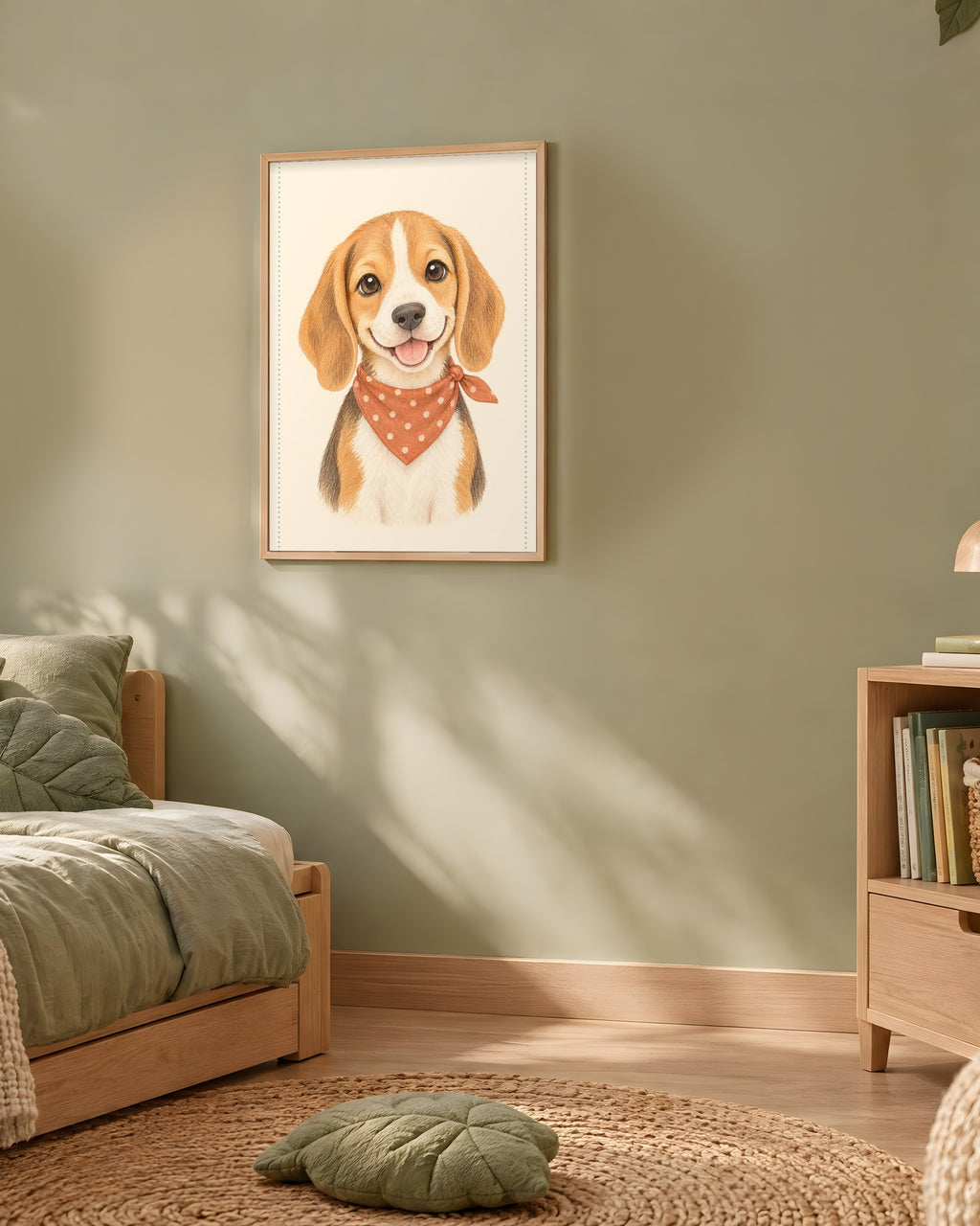 Poster Chiot Beagle Sans Cadre – Décoration Chambre Bébé Animaux Aquarelle – Papier Mat