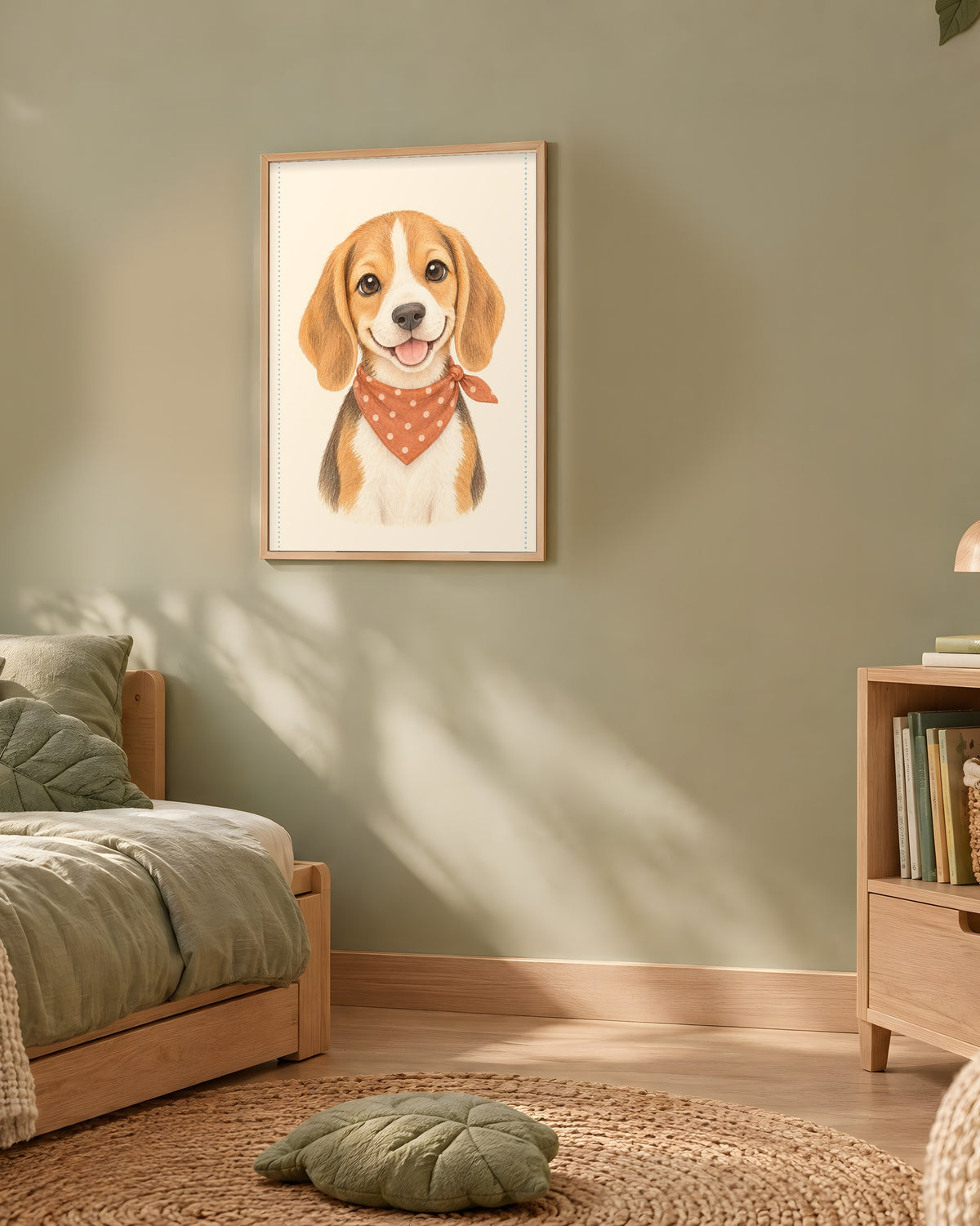 Poster Chiot Beagle Sans Cadre – Décoration Chambre Bébé Animaux Aquarelle – Papier Mat