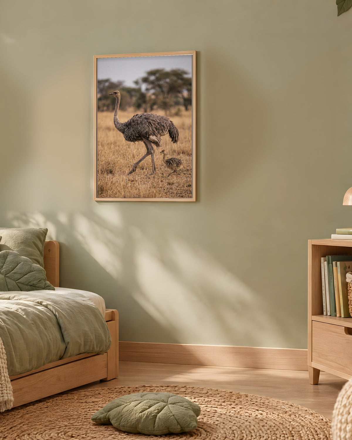 Poster Autruche et son Poussin Sans Cadre - Affiche Nature - Papier Mat - Décoration Murale