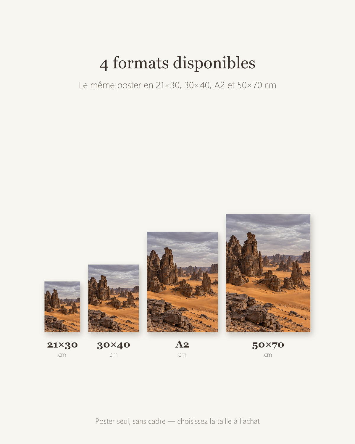 Poster Tassili n'Ajjer Algérie Sans Cadre - Affiche Nature - Papier Mat - Décoration Murale