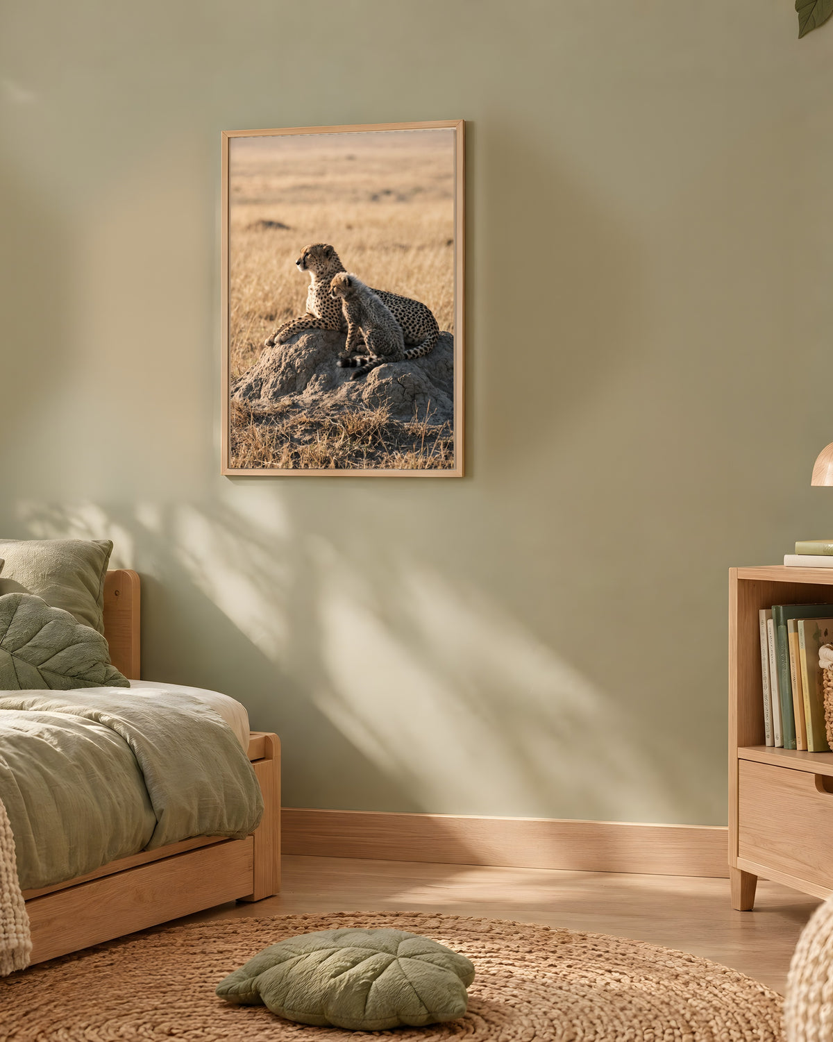 Poster Guépard et son Petit Sans Cadre - Affiche Nature - Papier Mat - Décoration Murale