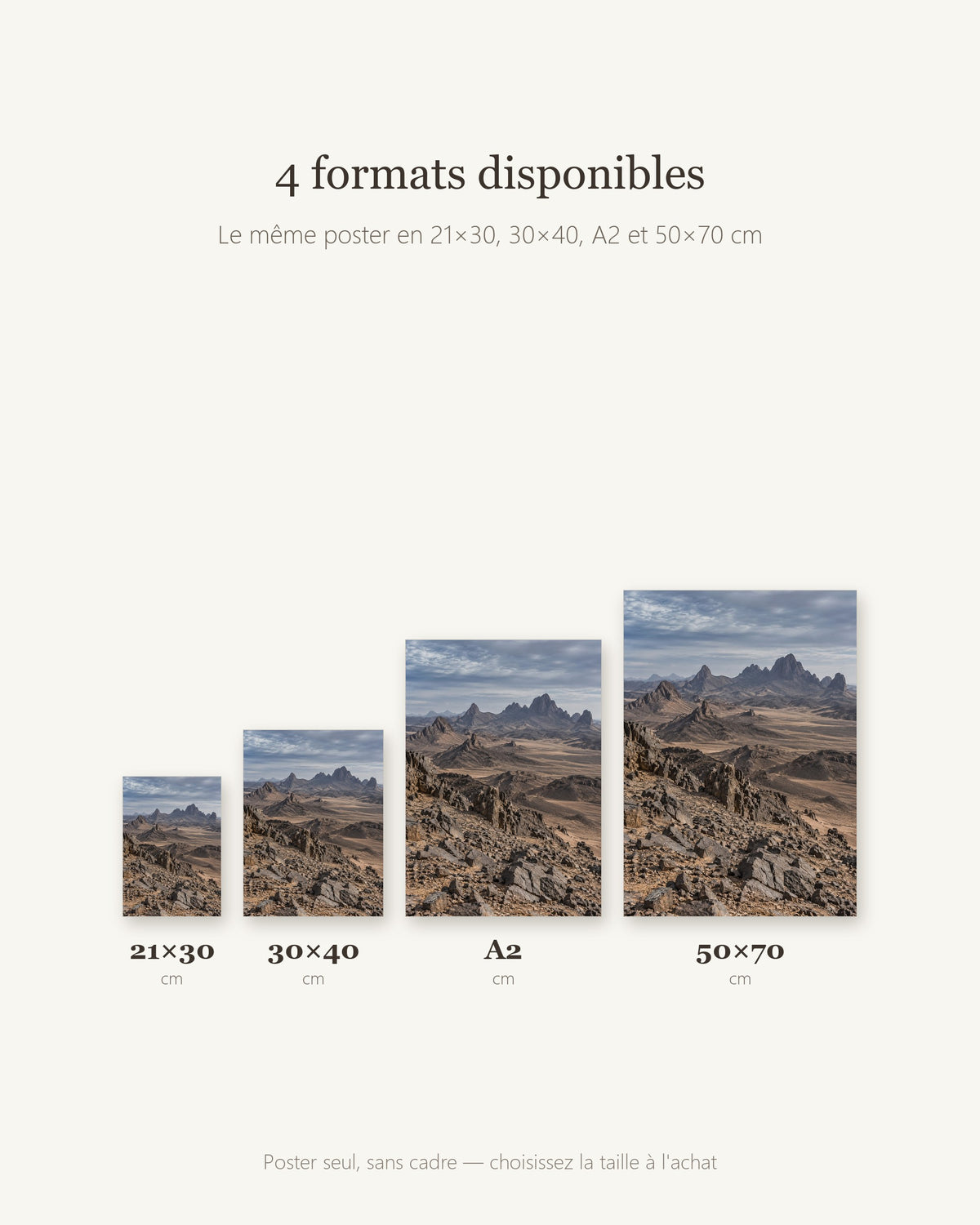 Poster Massif du Hoggar Algérie Sans Cadre - Affiche Nature - Papier Mat - Décoration Murale