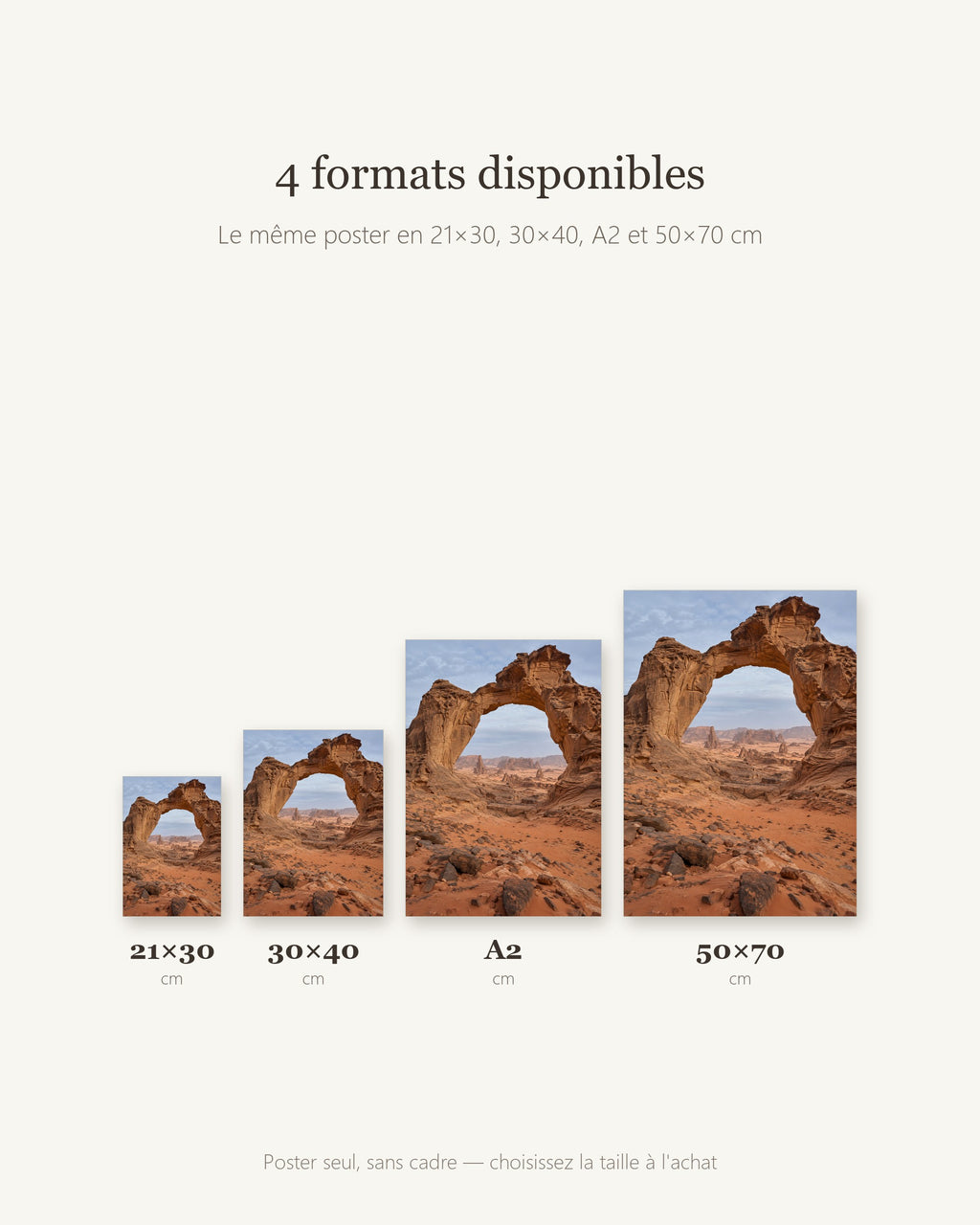 Poster Arche de l'Ennedi Tchad Sans Cadre - Affiche Nature - Papier Mat - Décoration Murale