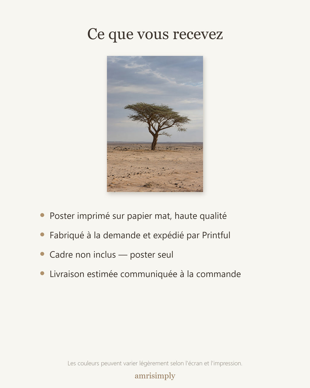 Poster Acacia du Ténéré Niger Sans Cadre - Affiche Nature - Papier Mat - Décoration Murale