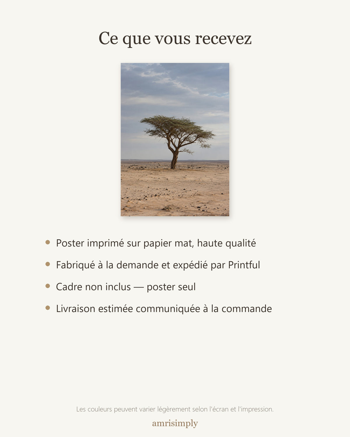 Poster Acacia du Ténéré Niger Sans Cadre - Affiche Nature - Papier Mat - Décoration Murale