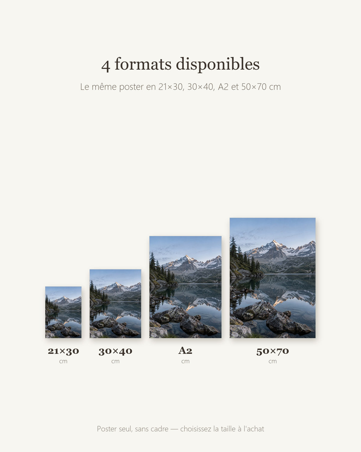 Poster Lac alpin Sans Cadre - Affiche Nature - Papier Mat - Décoration Murale